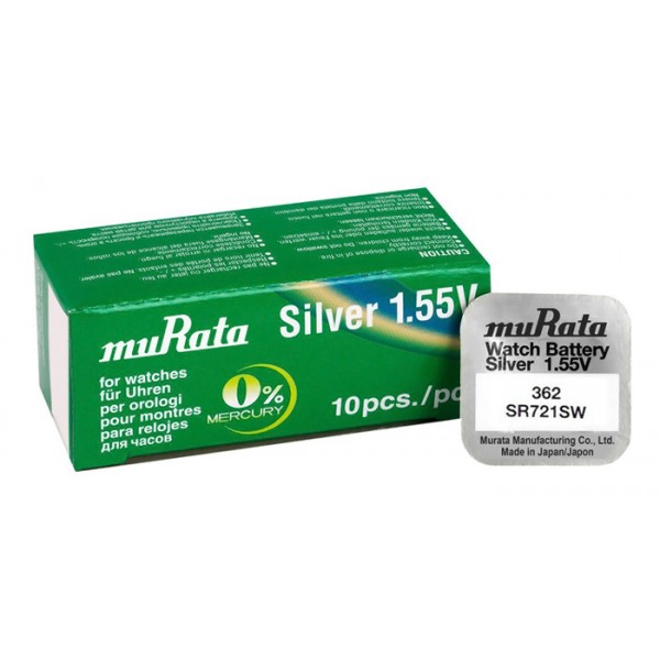 MURATA μπαταρία Silver Oxide για ρολόγια SR721SW, 1.55V, No 362, 10τμχ - Μπαταρίες Ρολογιού