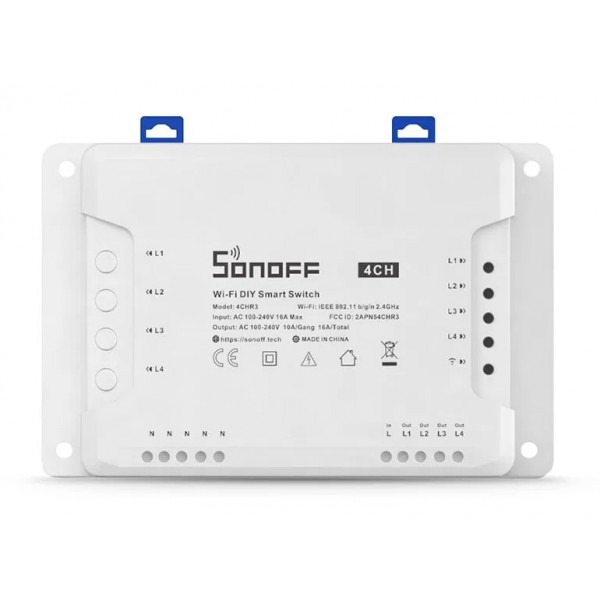 SONOFF Smart Διακόπτης WiFi 4CH R3, 4 θέσεων, 16A, λευκός - Service & Εργαλεία
