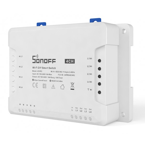 SONOFF Smart Διακόπτης WiFi 4CH R3, 4 θέσεων, 16A, λευκός - Service & Εργαλεία
