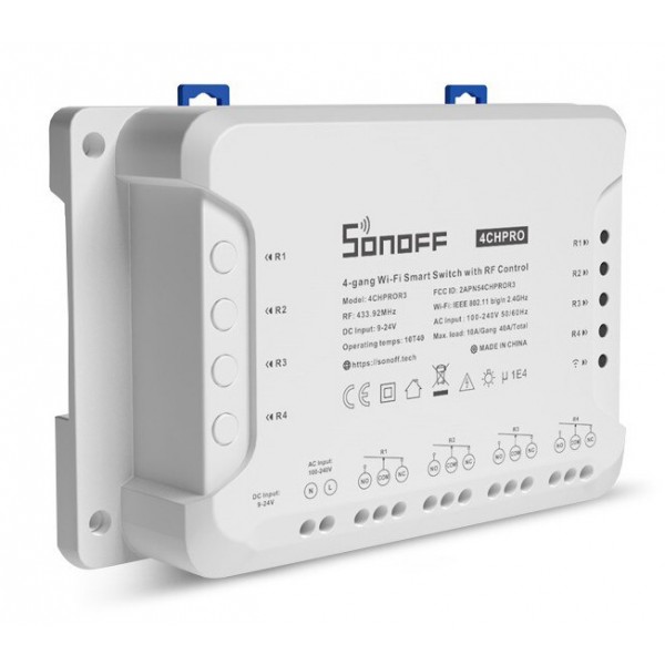 SONOFF Smart Διακόπτης 4CH PRO R3, 4 θέσεων, 40A, RF control, λευκός - Service & Εργαλεία