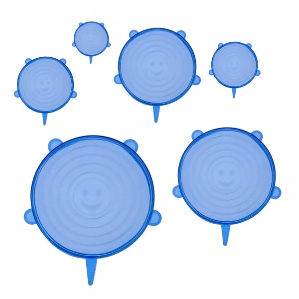 BRUNO σετ σιλικονούχων καπακιών για δοχεία τροφίμων BRN-0044, 6τμχ, μπλε - BRUNO