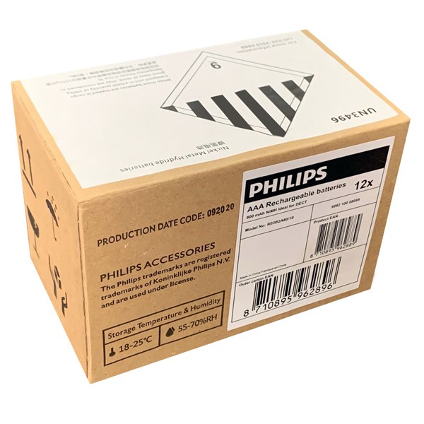 PHILIPS επαναφορτιζόμενη μπαταρία R03B2A80 800mAh, AAA HR03 Micro, 2τμχ - Philips