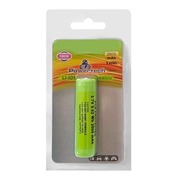 POWERTECH επαναφορτιζόμενη μπαταρία τύπου 18650 PT-863, 2600mAh - Μπαταρίες Επαναφορτιζόμενες