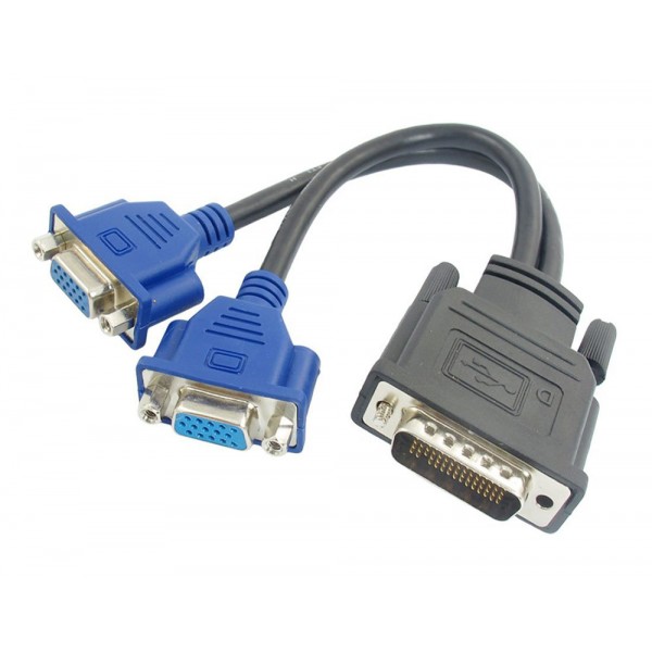 POWERTECH αντάπτορας DMS-59 σε 2x VGA CAB-DMS002, 0.20m, μαύρος - Περιφερειακά