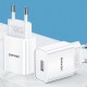 USAMS φορτιστής τοίχου T18, 1x USB, 2.1A, λευκός