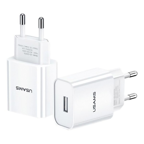 USAMS φορτιστής τοίχου T18, 1x USB, 2.1A, λευκός - Αξεσουάρ Κινητών