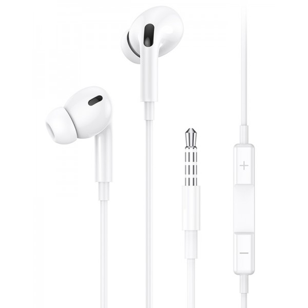 USAMS earphones με μικρόφωνο EP-41, 3.5mm σύνδεση, Φ10mm, 1.2m, λευκά - Ακουστικά - Bluetooth
