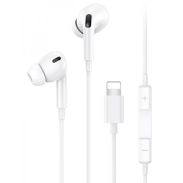 USAMS earphones με μικρόφωνο EP-41, Lightning, Φ10mm, 1.2m, λευκά - Ακουστικά - Bluetooth