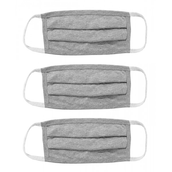 Μάσκα προστασίας βαμβακερή MSK-0007, επαναχρησιμοποιούμενη, γκρι, 3τμχ - UNBRANDED