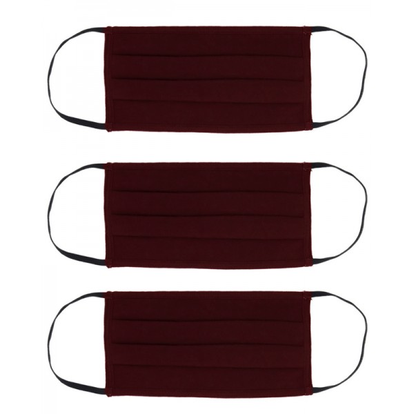 Μάσκα προστασίας βαμβακερή MSK-0008 επαναχρησιμοποιούμενη, μπορντό, 3τμχ - UNBRANDED