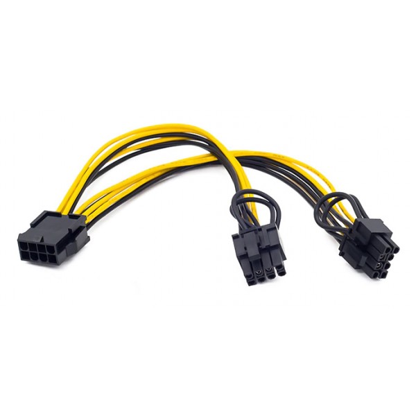 POWERTECH καλώδιο EPS 12V 8pin (F) σε 2x PCIe 8pin (6+2) CAB-W035, 20cm - Εσωτερικά PC
