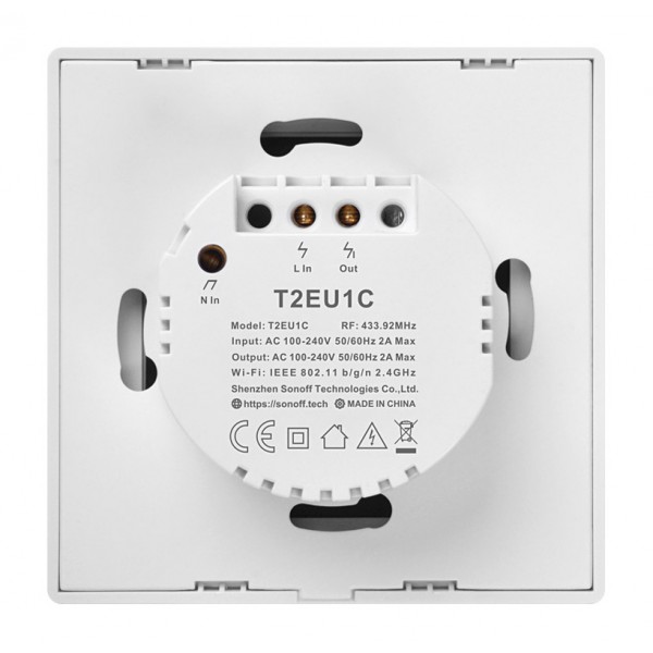 SONOFF smart διακόπτης ΤΧ-T2EU1C, αφής, Wi-Fi, μονός, λευκός