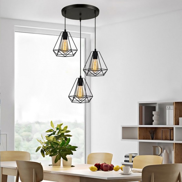 POWERTECH τρίφωτο φωτιστικό οροφής HLL-0004, E27, Φ20, μεταλλικό, μαύρο - Φωτιστικά Οροφής