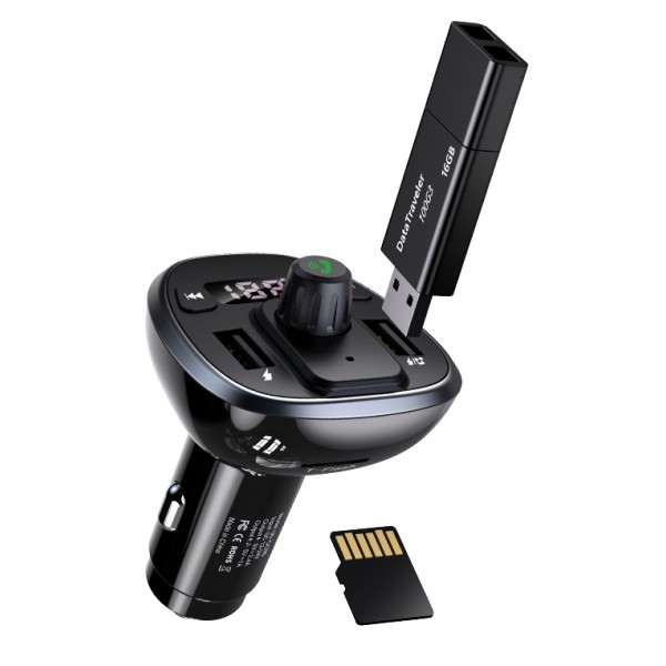 USAMS FM transmitter με οθόνη US-CC115, 2x USB, SD card, 3.4A, μαύρο - Αξεσουάρ Αυτοκινήτου