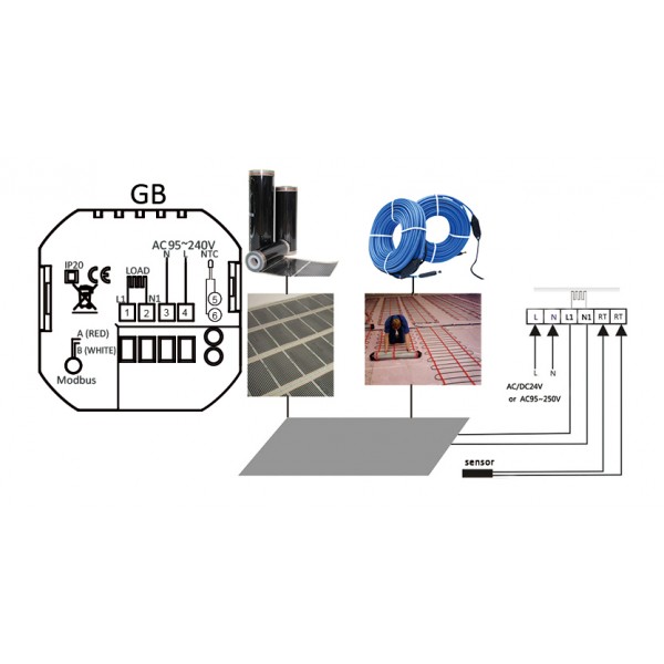 Θερμοστάτης πετρελαίου BHT-002-GB, χωνευτός, λευκός