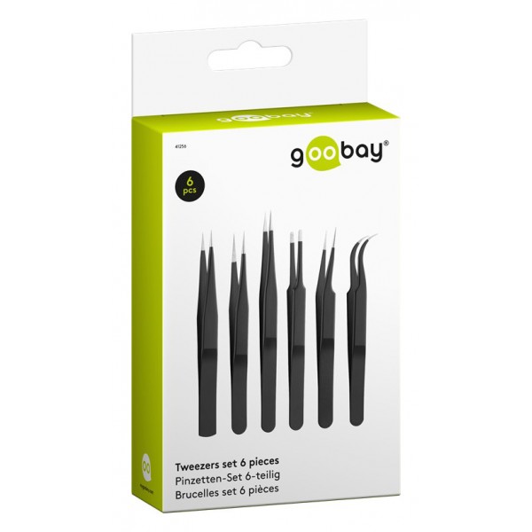 GOOBAY σετ τσιμπίδες 41256, ανοξείδωτες, αντιστατικές, μαύρο, 6τμχ - Service & Εργαλεία