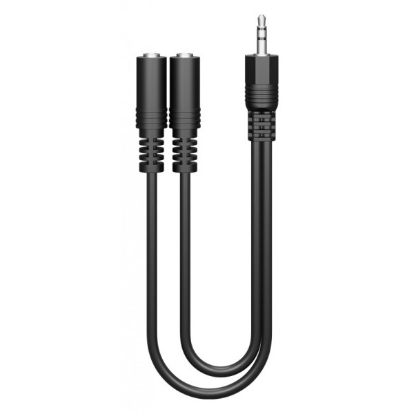 GOOBAY καλώδιο ήχου 3.5mm 50464, αρσενικό σε 2x θηλυκά, 0.2m, μαύρο - GOOBAY