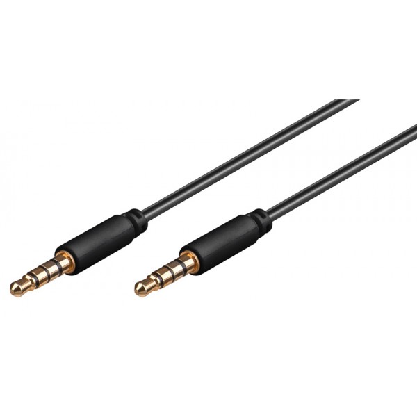 GOOBAY καλώδιο ήχου 3.5mm 63828, 4 pin stereo, copper, 1.5m, μαύρο - GOOBAY