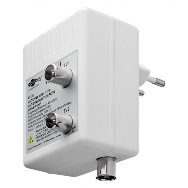 GOOBAY ενισχυτής κεραίας 67226, 2 συσκευές, DVB-T DVB-T2 DVB-C, λευκός - Κεραίες TV - Αποκωδικοποιητές