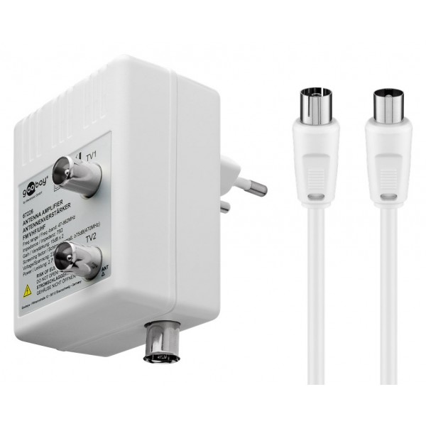 GOOBAY ενισχυτής κεραίας 67226, 2 συσκευές, DVB-T DVB-T2 DVB-C, λευκός - Κεραίες TV - Αποκωδικοποιητές