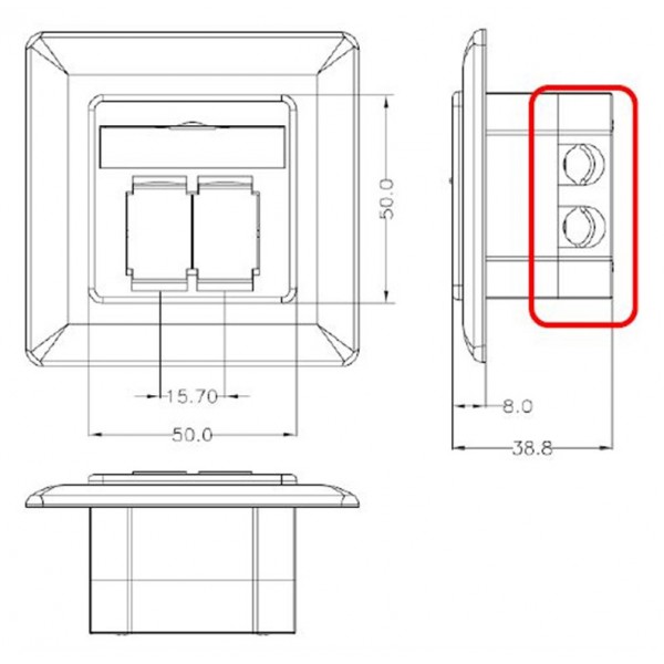 GOOBAY επιτοίχια πρίζα CAT 6a 68572, 2x RJ45, 80x80mm, λευκή