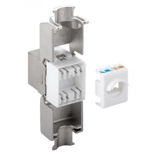GOOBAY Keystone module RJ45 CAT 6A 90864, STP, 500 MHz, slim-line, ασημί - Δικτυακός Εξοπλισμός