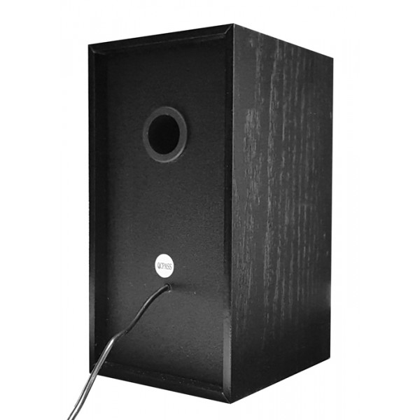 POWERTECH ηχεία Premium sound PT-845 από ξύλο, 2x 3W, 3.5mm, μαύρα - Ηχεία για PC