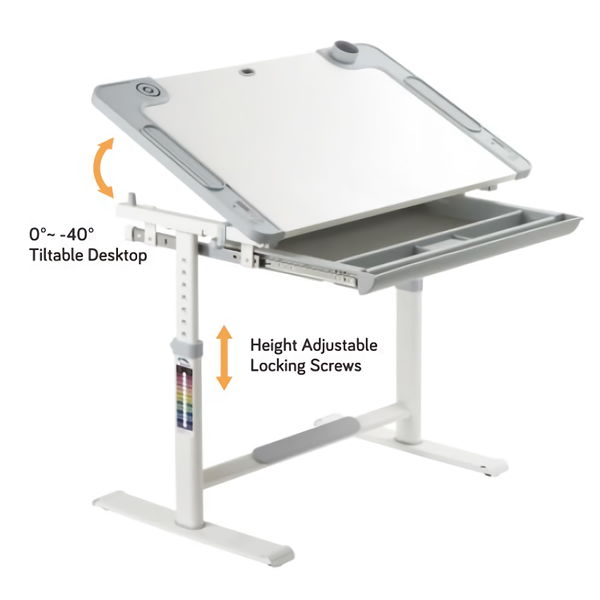 BRATECK σετ παιδικό γραφείο και καρέκλα B301, ρυθμιζόμενο, γκρι - Εξοπλισμός γραφείου