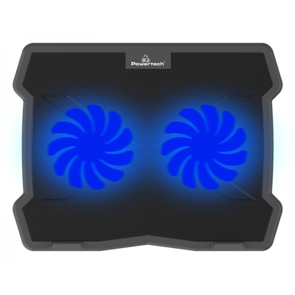POWERTECH Βάση & ψύξη laptop PT-930, έως 15.6", 2x 125mm fan, LED, μαύρο