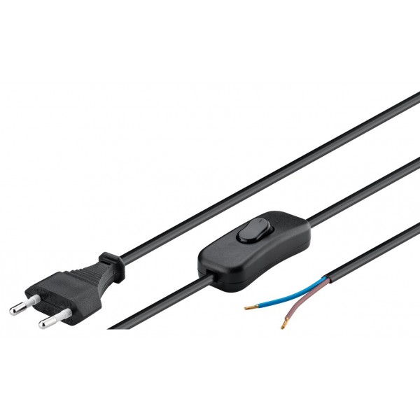 GOOBAY καλώδιο τροφοδοσίας 51350, 2x0.75mm², με διακόπτη, 1.5m, μαύρο - GOOBAY