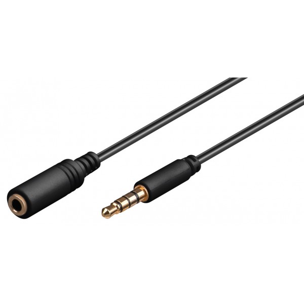 GOOBAY προέκταση καλωδίου ήχου 3.5mm 62480, 4 pin stereo, CU, 3m, μαύρο - GOOBAY