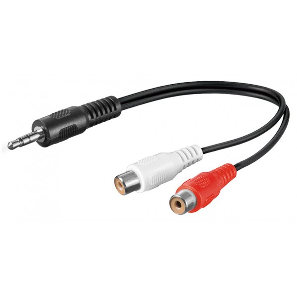 GOOBAY καλώδιο 3.5mm male σε 2x RCA female 50600, 0.2m, μαύρο - GOOBAY