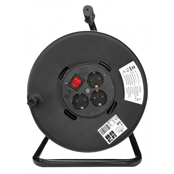 POWERTECH μπαλαντέζα με βάση PT-899, 3x schuko, 16A, 25m, μαύρη - Powertech