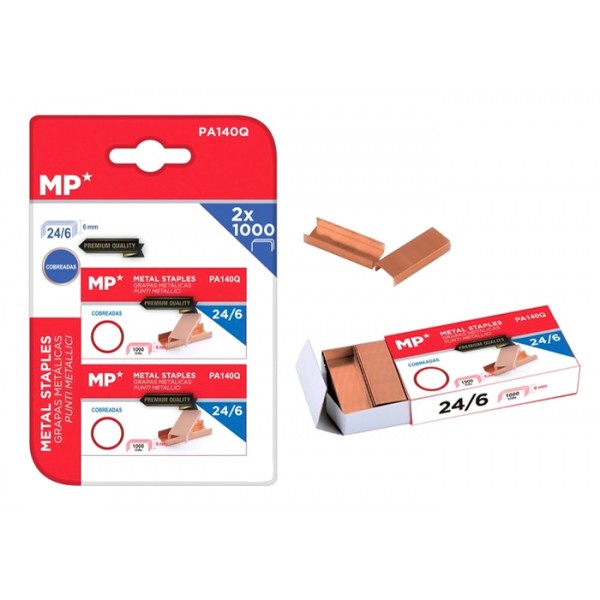 MP ανταλλακτικά συρραπτικού 24/6 PA140Q, copper plated, 2x 1000τμχ - Αναλώσιμα - Είδη Γραφείου