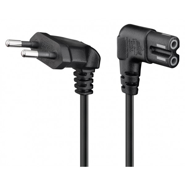 GOOBAY καλώδιο τροφοδοσίας Euro 97355, γωνιακό, 2x0.75 mm², 5m, μαύρο - GOOBAY
