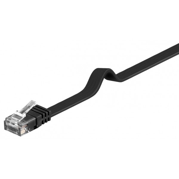 GOOBAY καλώδιο δικτύου 95381, CAT 6 U/UTP, flat, copper, 10m, μαύρο - GOOBAY