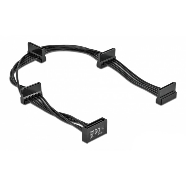 DELOCK καλώδιο SATA 15pin σε 4x SATA 15pin 60395, 40cm, μαύρο - Εσωτερικά PC