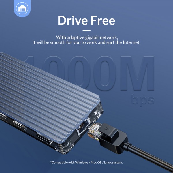 ORICO docking station WB-11P, 11 θυρών, USB-C σύνδεση, 100W PD, 4K, γκρι - ORICO