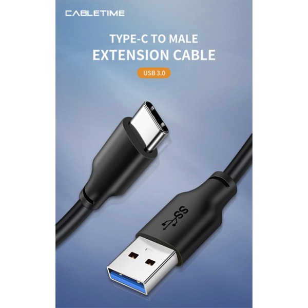 CABLETIME καλώδιο USB-C σε USB CMAMN, 3A, 5Gbps, 1m, μαύρο - CABLETIME