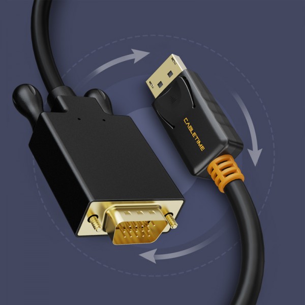 CABLETIME καλώδιο DisplayPort σε VGA CT-04G, 1080p, 3m, μαύρο - CABLETIME