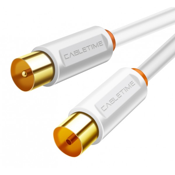 CABLETIME καλώδιο κεραίας CT-AV101, 75OHM, 2m, λευκό - RF (Κεραίας)
