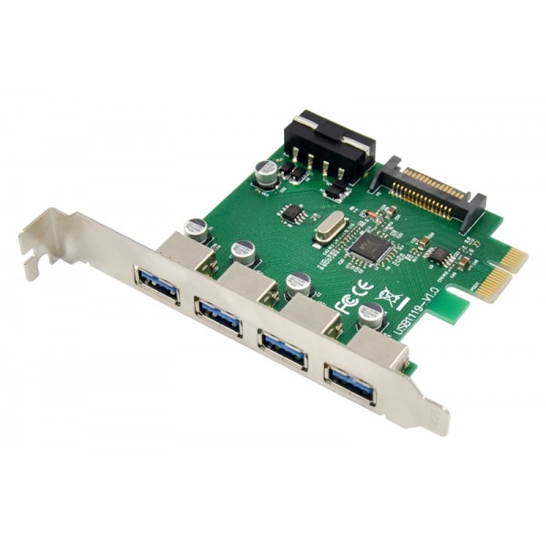 POWERTECH κάρτα επέκτασης PCIe σε 4x USB 3.0 ST66, VL805 + RTL8153 - Κάρτες Επέκτασης PCI κ.α