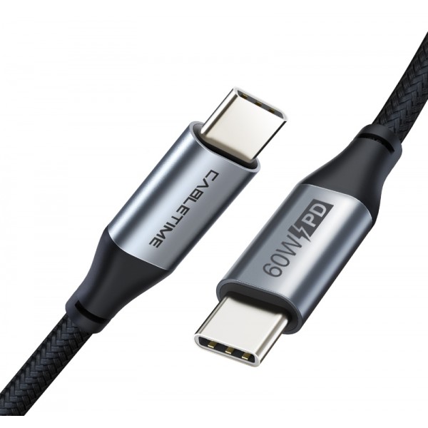 CABLETIME καλώδιο USB-C CMCM60W, 60W PD, 480Mbps, 1m, μαύρο - CABLETIME