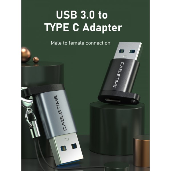 CABLETIME αντάπτορας USB-C σε USB CT-AMCF, 2.1A, 5Gbps, γκρι - Σύγκριση Προϊόντων