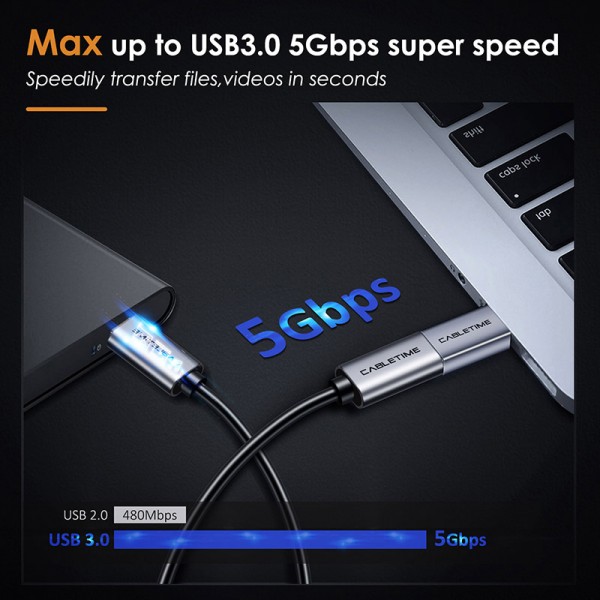 CABLETIME αντάπτορας USB-C σε USB CT-CMAFOTG, 5Gbps, γκρι - CABLETIME