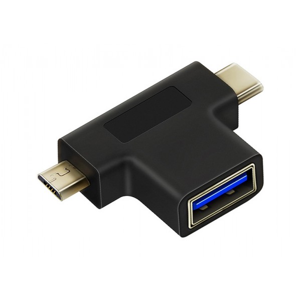 CABLETIME αντάπτορας USB σε USB-C & micro USB CT-3IN1-AB, 5Gbps, μαύρος - Σύγκριση Προϊόντων