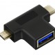 CABLETIME αντάπτορας USB σε USB-C & micro USB CT-3IN1-AB, 5Gbps, μαύρος