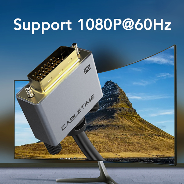 CABLETIME καλώδιο HDMI σε DVI PH241G, 1080p/60Hz, 1m, μαύρο - Εικόνα