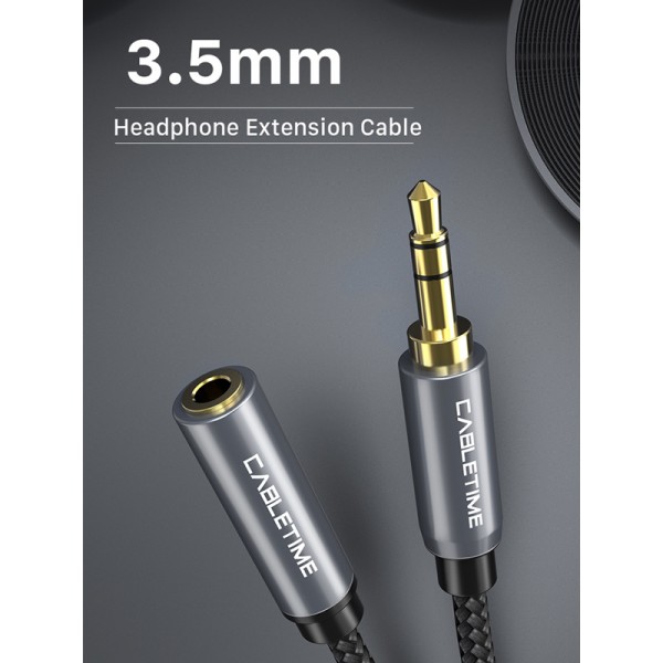CABLETIME προέκταση καλωδίου ήχου 3.5mm CT-P11F, AUX, 1.8m, μαύρο - CABLETIME