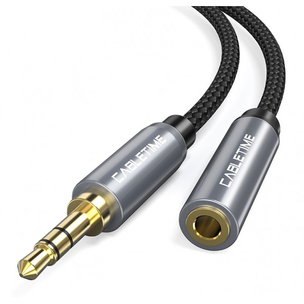 CABLETIME προέκταση καλωδίου ήχου 3.5mm CT-P11F, AUX, 1.8m, μαύρο - CABLETIME